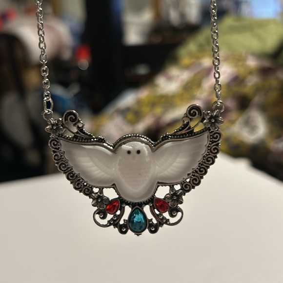 OWL Spirit of Wisdom Open Wing Silver Tone Statement Pendant & Necklace NEW - Picture 15 of 15